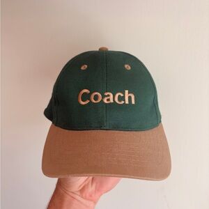 2 tone COACH baseball hat cap green beige